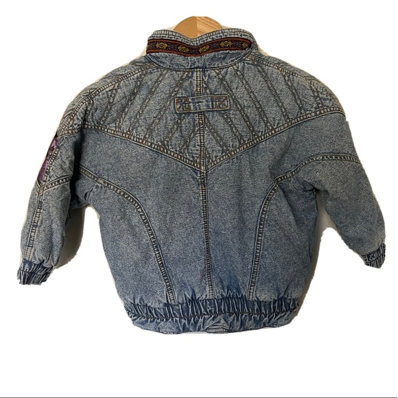 VTG Street Worn Kid Denim Bummer Jacket Size 5 Full Zipper Smocked Cuff D9 - Picture 2 of 11